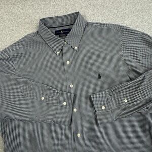 Ralph Lauren‎ Performance Shirt Mens XL Blue Check Plaid Polyester Blend Preppy